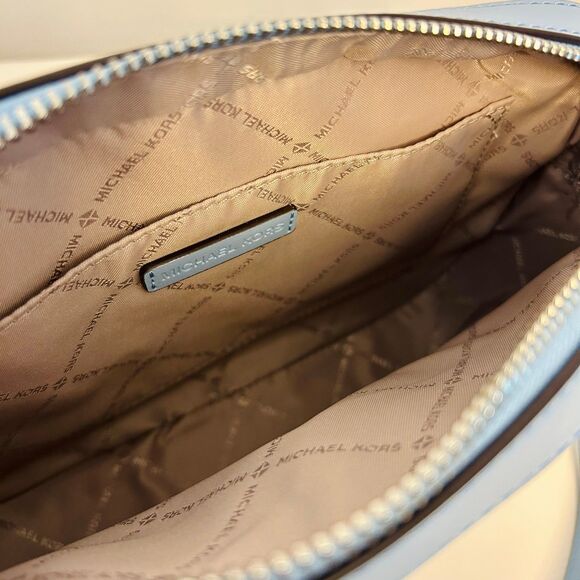 Michael Kors Purse Jet Set Ombré Signature Logo Crossbody Body Bag Lt Sky - Picture 7 of 10